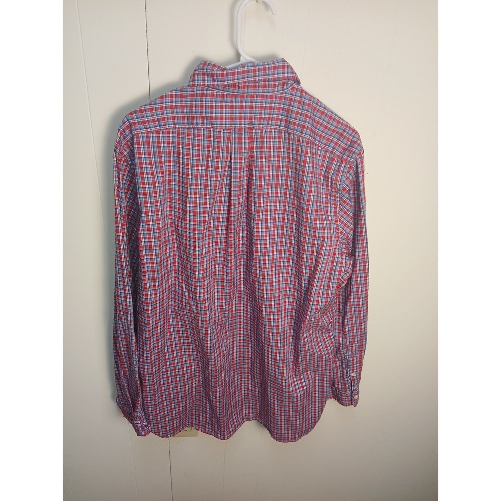 Polo Ralph Lauren Mens Shirt Red White Blue XL Plaid Button Down Minimal Wear - Picture 2 of 7